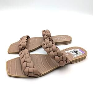Dolce Vita Double Braided Strap Flat Sandals Women's Cafe Size US9.5 EU40